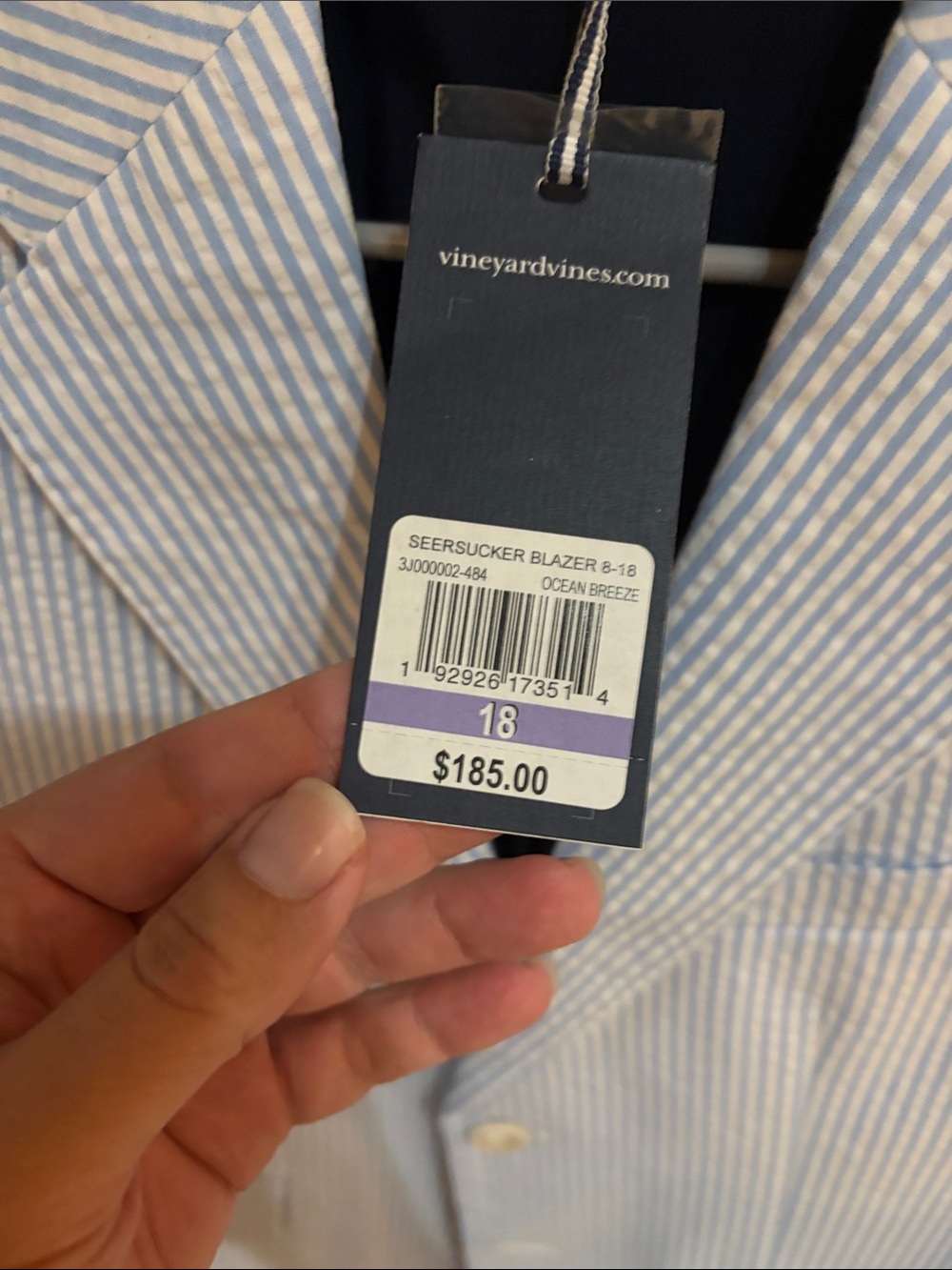 Vineyard Vines Boys Blue & White Striped Seersucker Blazer - Picture 2 of 4